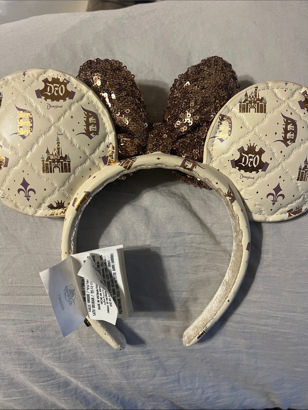 Disney Rose Gold Sequin Bow Ear Headband 70th anniversary - Picture 3 of 3